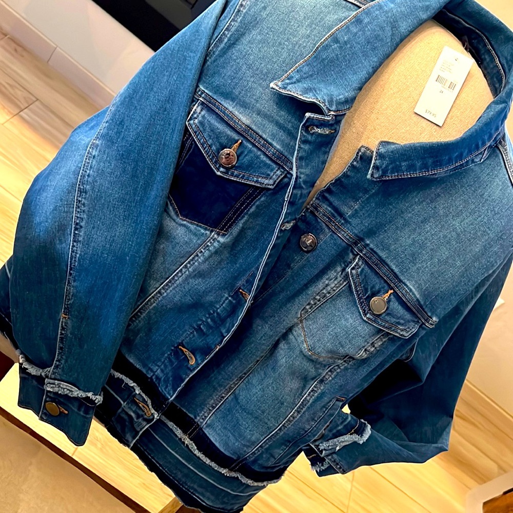 Raw hem denim jacket Lane Bryant Jean women’s size 24 NWT